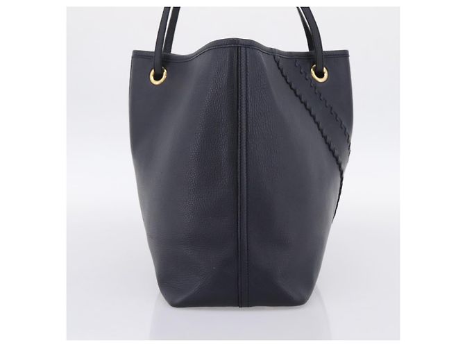 SAINT LAURENT Tote Bag aus Leder Navy Goldfarben Auth 202263A Marineblau - Ansicht 3
