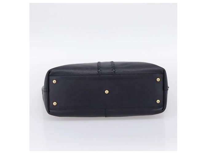 SAINT LAURENT Tote Bag aus Leder Navy Goldfarben Auth 202263A Marineblau - Ansicht 5