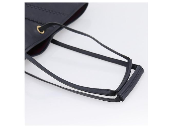 SAINT LAURENT Tote Bag aus Leder Navy Goldfarben Auth 202263A Marineblau - Ansicht 7