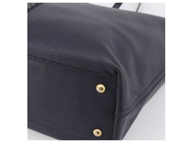 SAINT LAURENT Tote Bag aus Leder Navy Goldfarben Auth 202263A Marineblau - Ansicht 9
