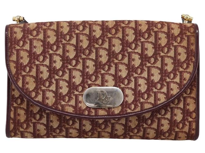 Borsa a tracolla Christian Dior Trotter Canvas Rosso Oro Auth ka6024 D'oro - vista 13