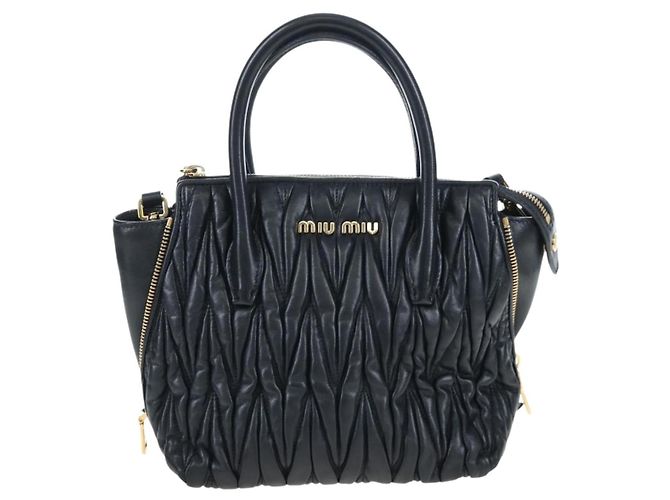 Borsa a mano Miu Miu Matelassé in pelle 2way Nero Oro Auth am12563V D'oro - vista 13