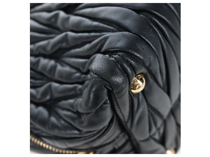 Borsa a mano Miu Miu Matelassé in pelle 2way Nero Oro Auth am12563V D'oro - vista 16