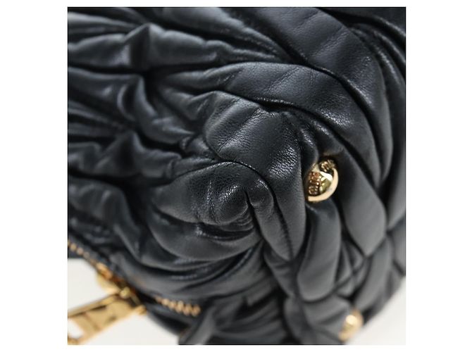 Borsa a mano Miu Miu Matelassé in pelle 2way Nero Oro Auth am12563V D'oro - vista 18