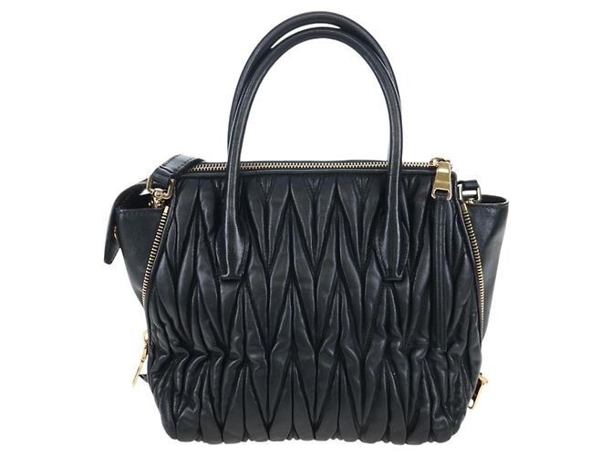 Borsa a mano Miu Miu Matelassé in pelle 2way Nero Oro Auth am12563V D'oro - vista 2