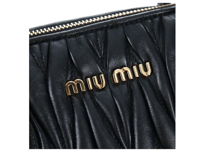 Borsa a mano Miu Miu Matelassé in pelle 2way Nero Oro Auth am12563V D'oro - vista 20