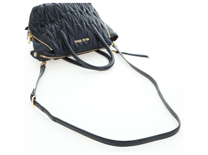 Borsa a mano Miu Miu Matelassé in pelle 2way Nero Oro Auth am12563V D'oro - vista 8