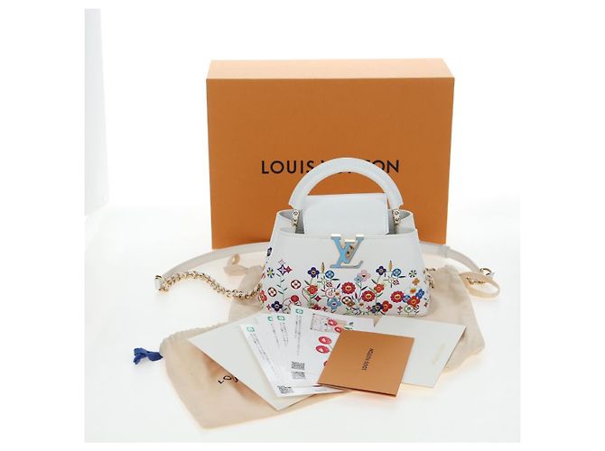 LOUIS VUITTON x TM Capucines EW Mini Leather 2way White M13246 Auth 199183SM Bianco Multicolore - vista 12