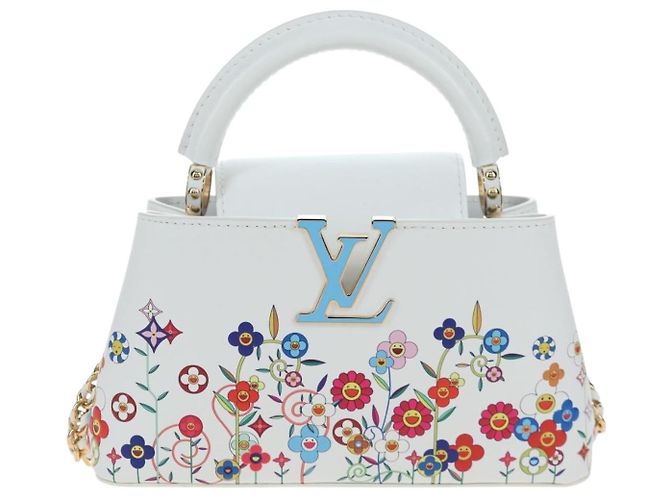 LOUIS VUITTON x TM Capucines EW Mini Leather 2way White M13246 Auth 199183SM Bianco Multicolore - vista 13