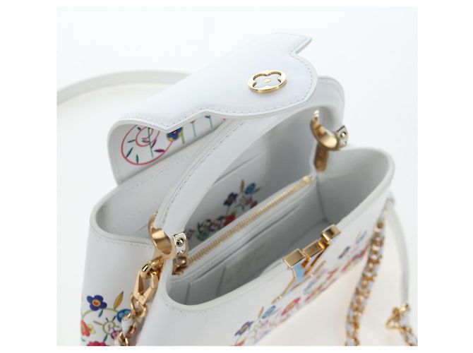 LOUIS VUITTON x TM Capucines EW Mini Leather 2way White M13246 Auth 199183SM Bianco Multicolore - vista 26