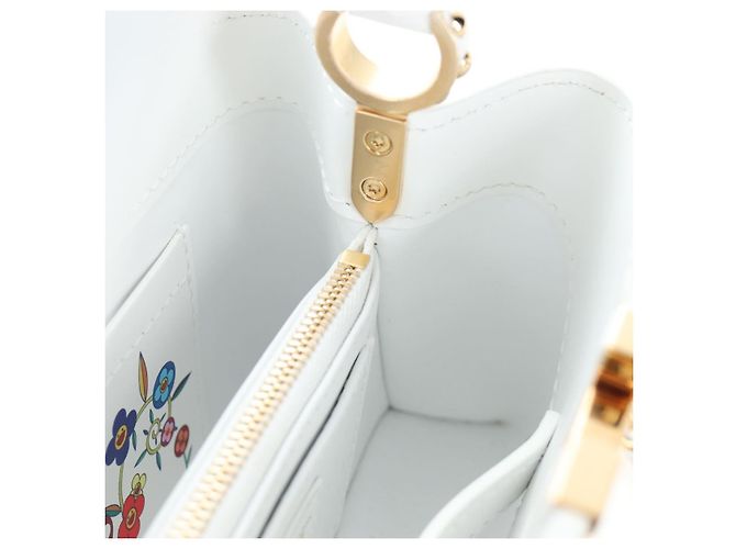 LOUIS VUITTON x TM Capucines EW Mini Leather 2way White M13246 Auth 199183SM Bianco Multicolore - vista 30