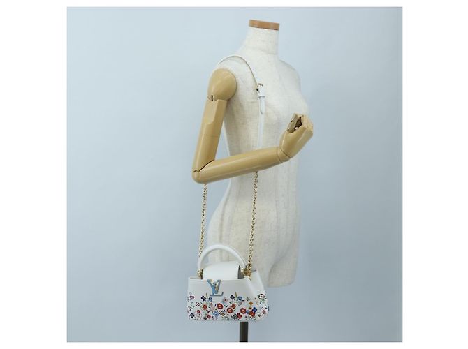 LOUIS VUITTON x TM Capucines EW Mini Leather 2way White M13246 Auth 199183SM Bianco Multicolore - vista 37
