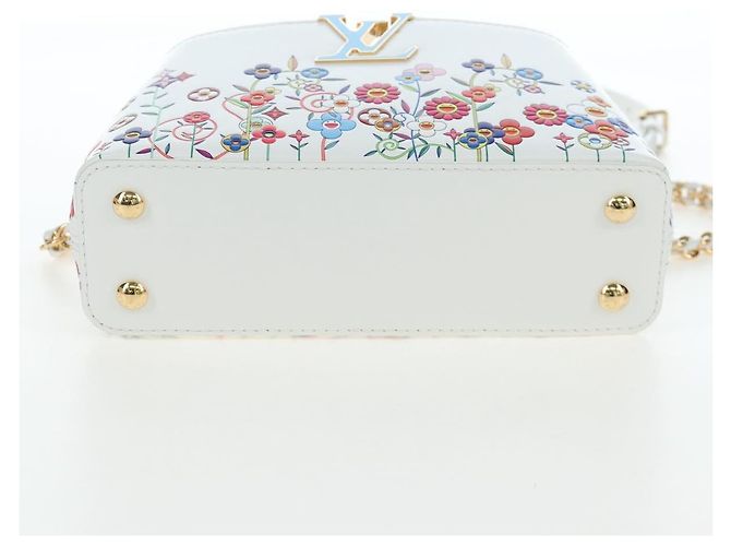 LOUIS VUITTON x TM Capucines EW Mini Leather 2way White M13246 Auth 199183SM Bianco Multicolore - vista 5
