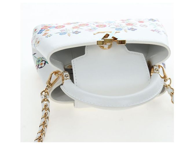 LOUIS VUITTON x TM Capucines EW Mini Leather 2way White M13246 Auth 199183SM Bianco Multicolore - vista 6
