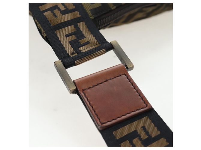 Borsa a tracolla FENDI Zucca Canvas Marrone Nero Auth 199194V - vista 14