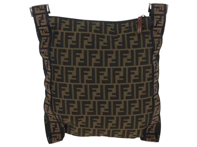 Borsa a tracolla FENDI Zucca Canvas Marrone Nero Auth 199194V - vista 2