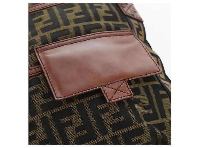 Borsa a tracolla FENDI Zucca Canvas Marrone Nero Auth 199194V - vista 20