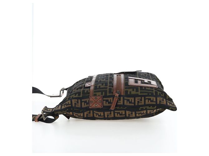 Borsa a tracolla FENDI Zucca Canvas Marrone Nero Auth 199194V - vista 3