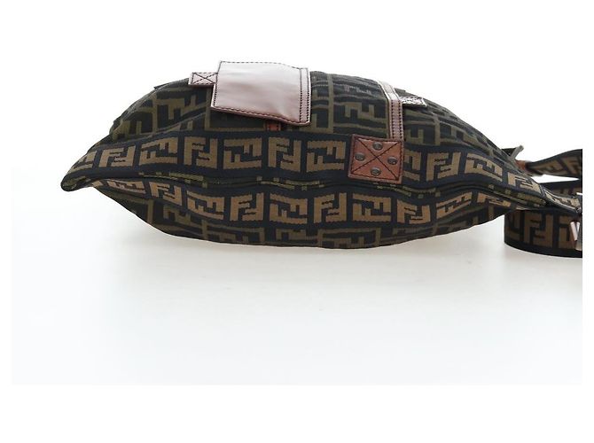 Borsa a tracolla FENDI Zucca Canvas Marrone Nero Auth 199194V - vista 4