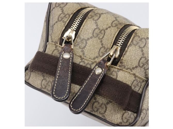 Borsa a mano GUCCI GG Supreme PVC Beige Gold 211125 Auth 197233 - vista 10
