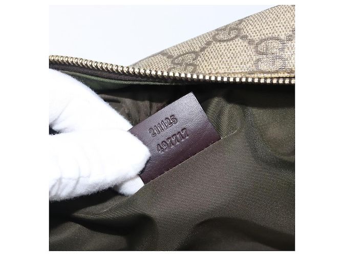 Borsa a mano GUCCI GG Supreme PVC Beige Gold 211125 Auth 197233 - vista 12