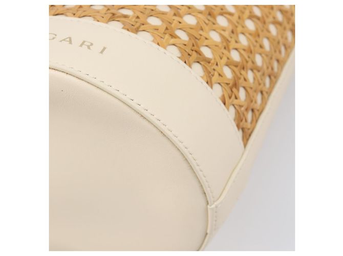 Bulgari Borsa a tracolla BVLGARI in rafia beige e oro Auth 199178V D'oro - vista 14