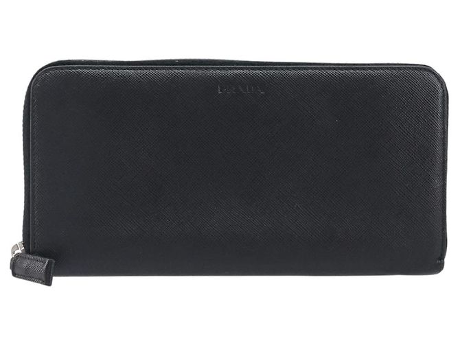 Saffiano PRADA Langbeutel aus Safiano-Leder Schwarz Silber Auth bs36866 - Ansicht 13