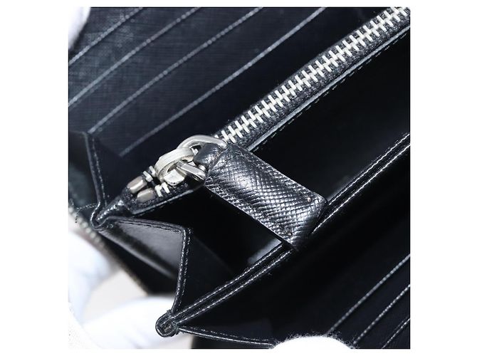 Saffiano PRADA Langbeutel aus Safiano-Leder Schwarz Silber Auth bs36866 - Ansicht 20