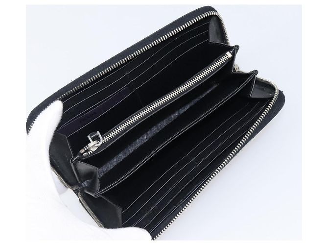 Saffiano PRADA Langbeutel aus Safiano-Leder Schwarz Silber Auth bs36866 - Ansicht 9