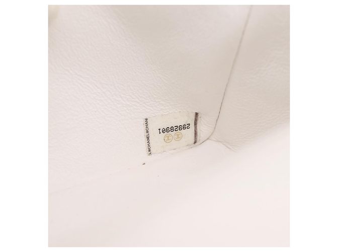 Borsa a tracolla CHANEL Mini Matelasse 20 in tweed Bianco Argento CC Auth 202073SM - vista 10