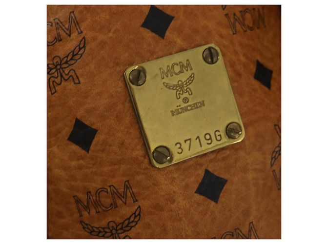 Borsa Boston MCM Logogram Vicetos PVC Leather 2way Brown Gold Auth 199620 Marrone D'oro - vista 12