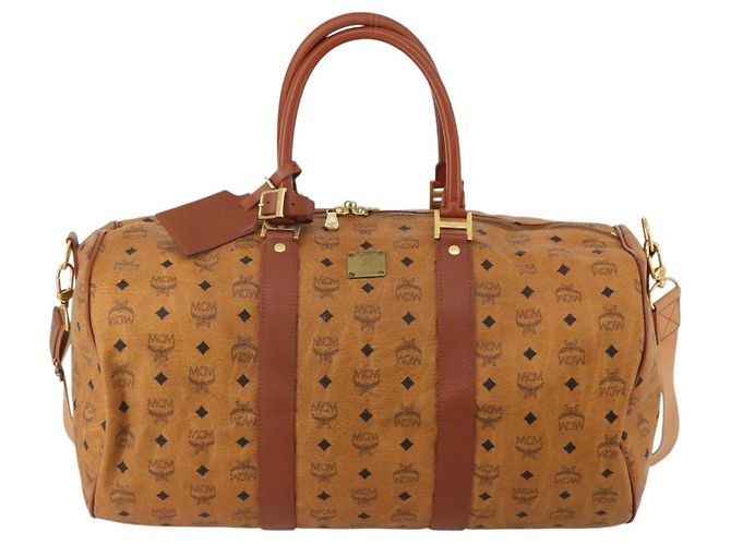 Borsa Boston MCM Logogram Vicetos PVC Leather 2way Brown Gold Auth 199620 Marrone D'oro - vista 13