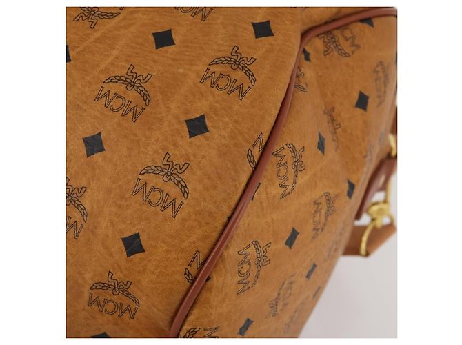 Borsa Boston MCM Logogram Vicetos PVC Leather 2way Brown Gold Auth 199620 Marrone D'oro - vista 16