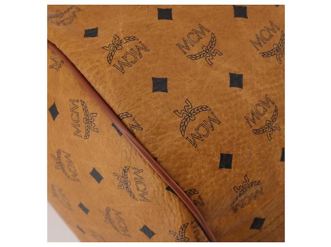 Borsa Boston MCM Logogram Vicetos PVC Leather 2way Brown Gold Auth 199620 Marrone D'oro - vista 19