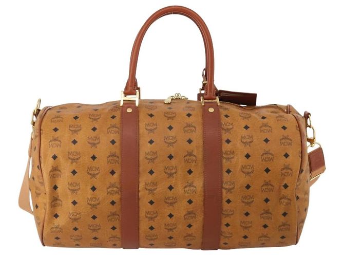 Borsa Boston MCM Logogram Vicetos PVC Leather 2way Brown Gold Auth 199620 Marrone D'oro - vista 2