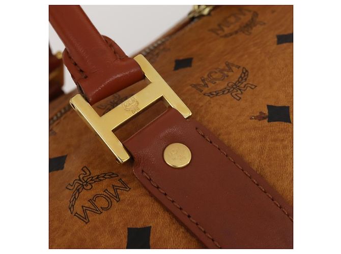 Borsa Boston MCM Logogram Vicetos PVC Leather 2way Brown Gold Auth 199620 Marrone D'oro - vista 20