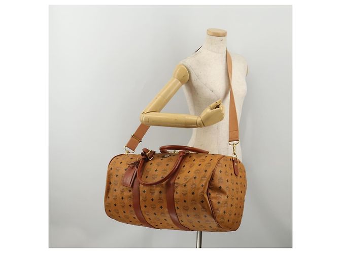 Borsa Boston MCM Logogram Vicetos PVC Leather 2way Brown Gold Auth 199620 Marrone D'oro - vista 25