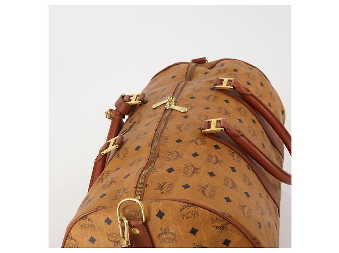 Borsa Boston MCM Logogram Vicetos PVC Leather 2way Brown Gold Auth 199620 Marrone D'oro - vista 6