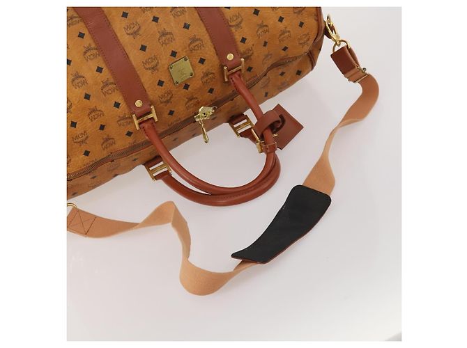 Borsa Boston MCM Logogram Vicetos PVC Leather 2way Brown Gold Auth 199620 Marrone D'oro - vista 7