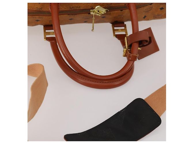 Borsa Boston MCM Logogram Vicetos PVC Leather 2way Brown Gold Auth 199620 Marrone D'oro - vista 8