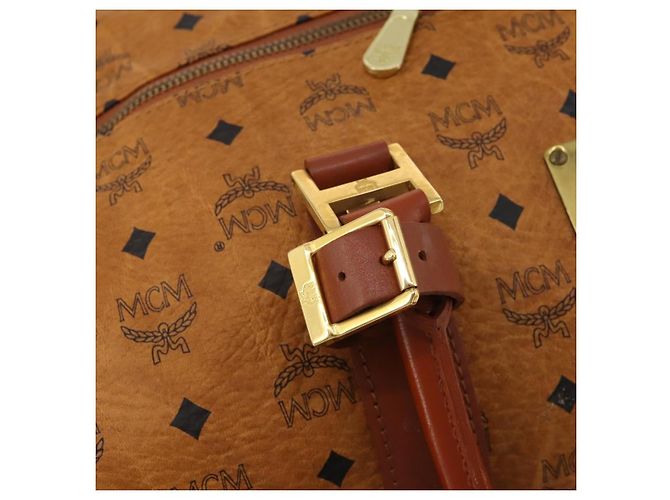 Borsa Boston MCM Logogram Vicetos PVC Leather 2way Brown Gold Auth 199620 Marrone D'oro - vista 9