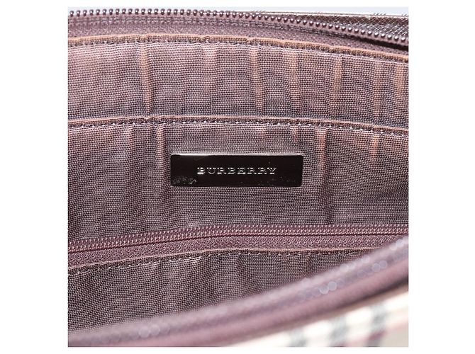 Borsa a mano BURBERRY Nova Check Canvas Beige Silver Auth 202135 Argento - vista 11