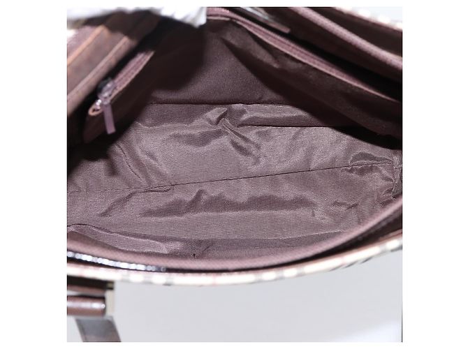Borsa a mano BURBERRY Nova Check Canvas Beige Silver Auth 202135 Argento - vista 12