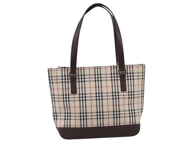 Borsa a mano BURBERRY Nova Check Canvas Beige Silver Auth 202135 Argento - vista 13