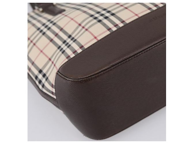 Borsa a mano BURBERRY Nova Check Canvas Beige Silver Auth 202135 Argento - vista 14