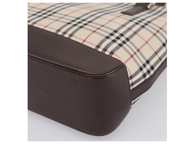 Borsa a mano BURBERRY Nova Check Canvas Beige Silver Auth 202135 Argento - vista 15