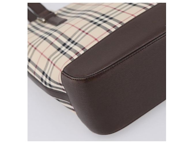 Borsa a mano BURBERRY Nova Check Canvas Beige Silver Auth 202135 Argento - vista 16