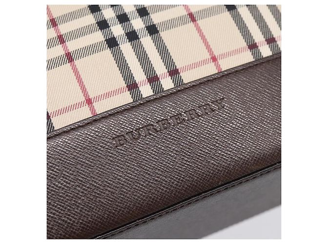 Borsa a mano BURBERRY Nova Check Canvas Beige Silver Auth 202135 Argento - vista 17