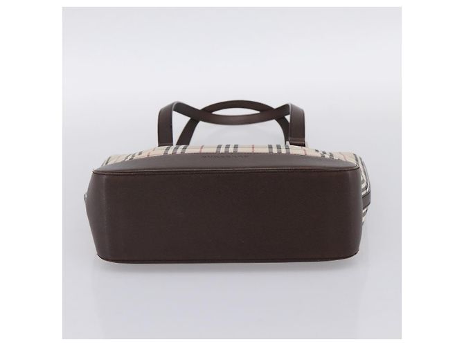 Borsa a mano BURBERRY Nova Check Canvas Beige Silver Auth 202135 Argento - vista 5