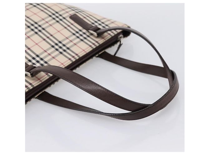Borsa a mano BURBERRY Nova Check Canvas Beige Silver Auth 202135 Argento - vista 7